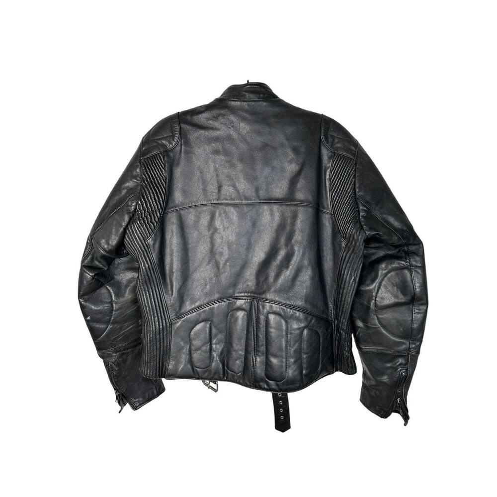 Steinmark L Wilsons $650 Heavy LEATHER Motorcycle Jacket Rider Safety Black 44 - Picture 3 of 12